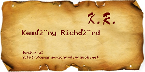 Kemény Richárd névjegykártya