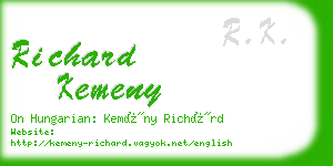 richard kemeny business card